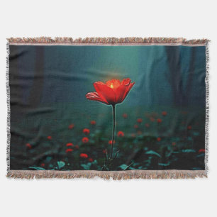 Couverture Fleur rouge lumineuse unique Art