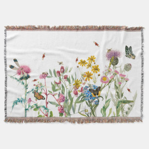 Couverture Fleur sauvage d'aquarelle Insectes Floral Spring G