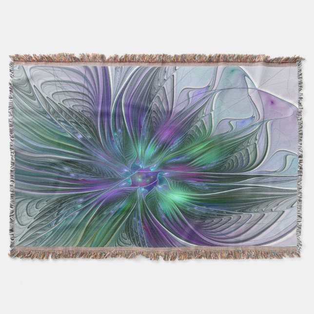 Couverture Fleur verte abstraite moderne fractale violette (Devant)