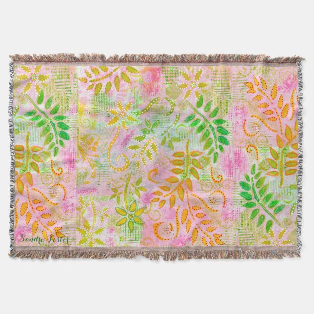 Couverture Fleurs Abstraites et Feuilles (Devant)
