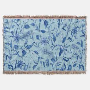 Couverture Fleurs bleues turquoises sur support de texture sc