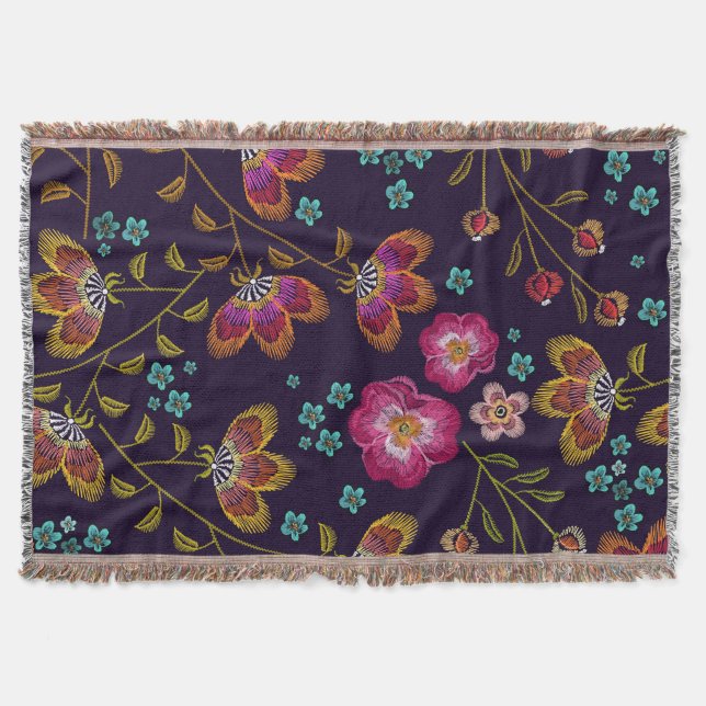 Couverture Fleurs brodées : mode sans couture motif (Devant)