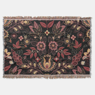 Couverture Fleurs brodées, vintage foncé