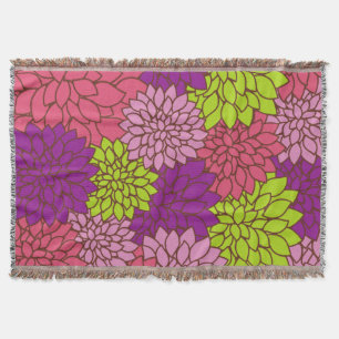Couverture Fleurs Dahlia, Fleurs Colorées, Motif Floral