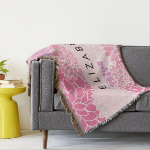 Couverture Fleurs Dahlia Roses, Motif De Fleurs, Votre Nom