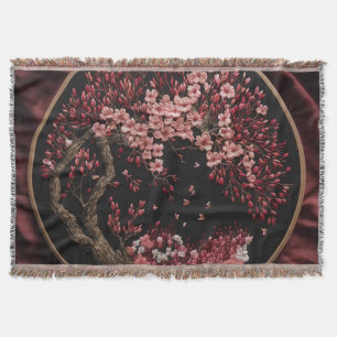 Couverture Fleurs de cerisier Mariage brodé Vintage Wrappi