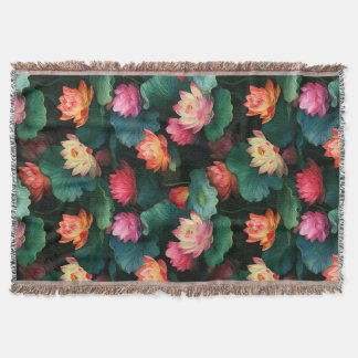 Couverture Fleurs de Lotus Rose Ethéal, Inspiré Art Nouveau
