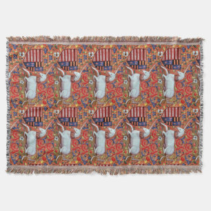 COUVERTURE FLEURS D'IMAGINAIRES UNICORNES ET MÉDIÉVAUX, MOTIF