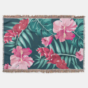 Couverture Fleurs exotiques estivales Design rose