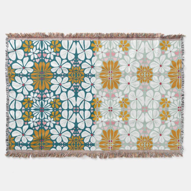 Couverture Fleurs rétro les années 70 vert super Lot Blanche (Devant)