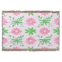 Fleurs roses et feuilles verts sans couture motif