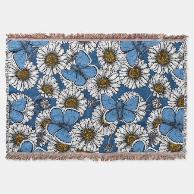 Couverture Fleurs sauvages blanches et papillons bleus (Devant)