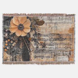 Couverture Floral avec touches de piano rustique et feuille d
