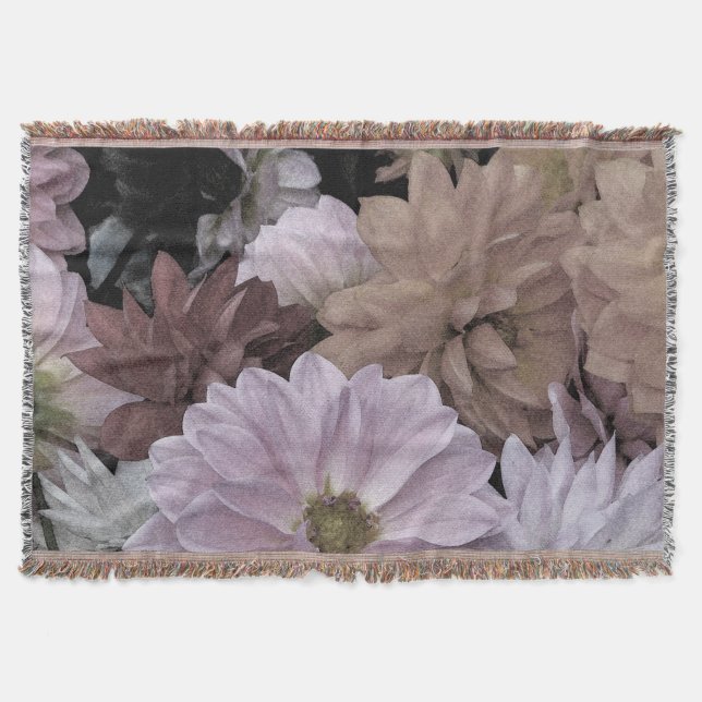 Couverture Floral Dahlia Jardin Fleurs Jardin Jeter Blanche (Devant)