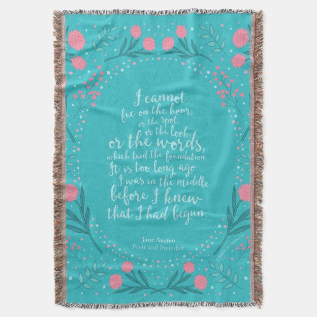 Couverture Floral turquoise et rose Jane Austen Fierté et pré (devant Vertical)