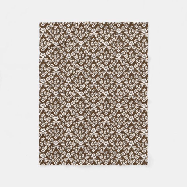 Couverture florale de brun et blanche de damassé (Devant)