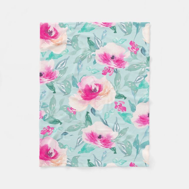 Couverture florale turquoise rose d'été (Devant)