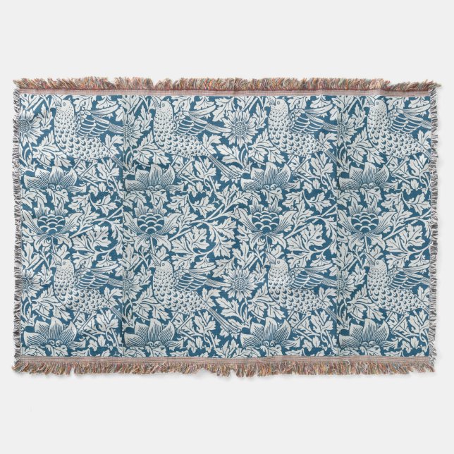 Couverture Flore Flore Fleurs Feuilles Oiseaux Bleu (Devant)