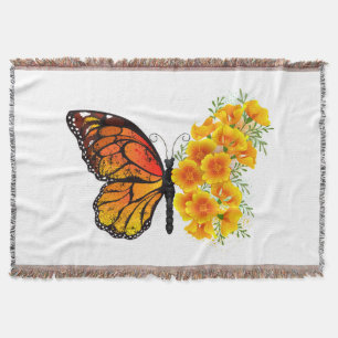 Couverture Flower Butterfly with Yellow California Poppy
