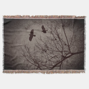 Couverture Flying Crows Arbre Branches Oiseaux Gothique