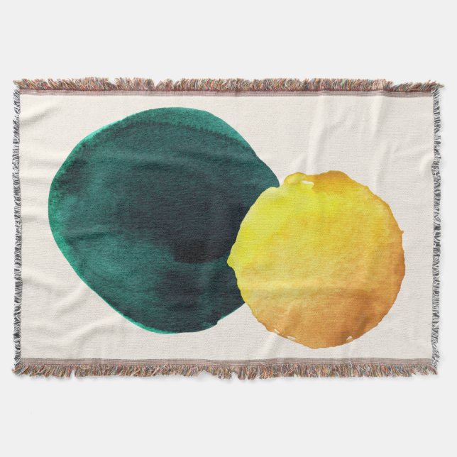 Couverture Forme biologique Aquarelle Abstraite Jaune Vert (Devant)