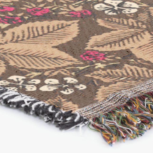 Couverture Fraises et Feuilles Art Nouveau, Brown foncé (Coin)