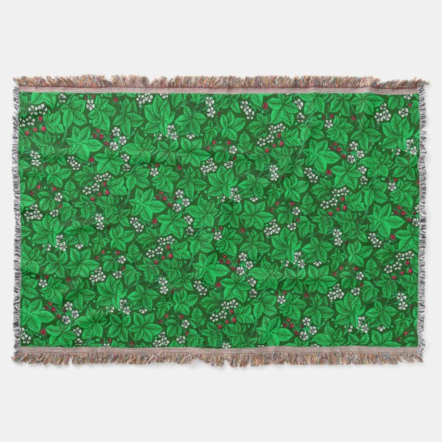 Couverture Fraises et Feuilles Art Nouveau, Emerald Green (Devant)