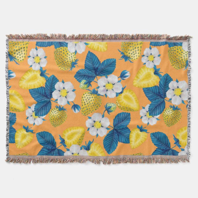 Couverture Fraises jaunes sur orange (Devant)