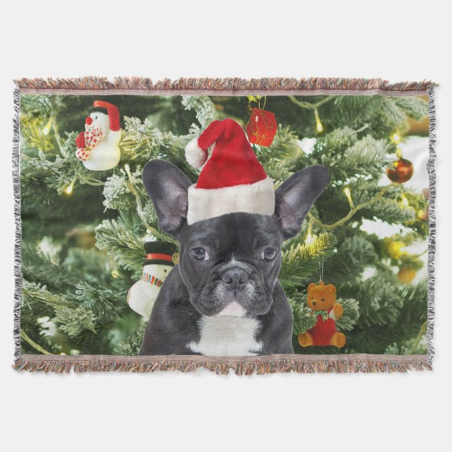 Couverture French Bulldog Arbre de Noël Ornements Snowman (Devant)