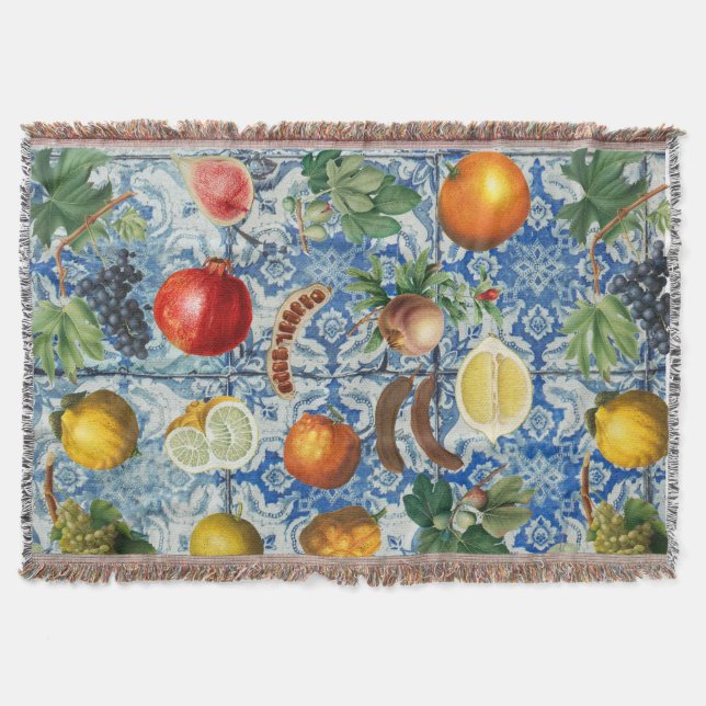 Couverture Fruit d'été méditerranéen & Mosaïque Bleue Blanc (Devant)