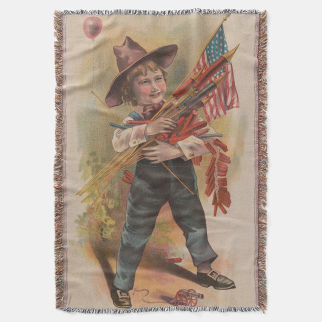 Couverture Garçon avec Feux d'Artifice, Drapeau Américain, Im (devant Vertical)