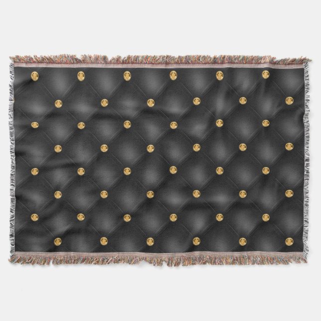 Couverture Gemmes Diamond Or Glam de luxe Tufted Elegant Noir (Devant)