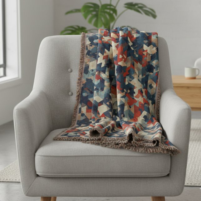 Couverture Geometric Mosaic in Blue and Red (Créateur téléchargé)