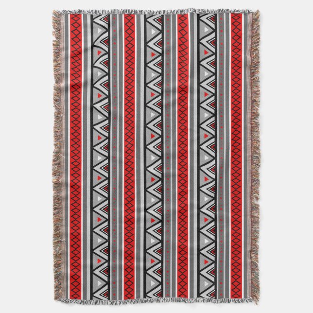 Couverture Géométrique moderne du sud-ouest, rouge et gris /  (devant Vertical)
