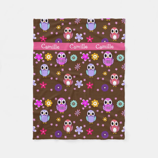 Couverture Girly mignonne d'ouatine de hiboux de (Devant)