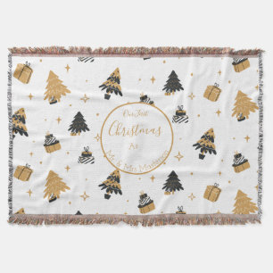 Couverture Gold Black First Christmas Tree Motif Custom