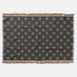 Couverture Gold Fleur De Lis Pattern noir luxueux