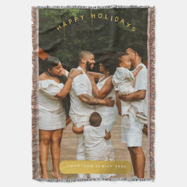Couverture Golden Custom Photo Famille Noël (devant Vertical)