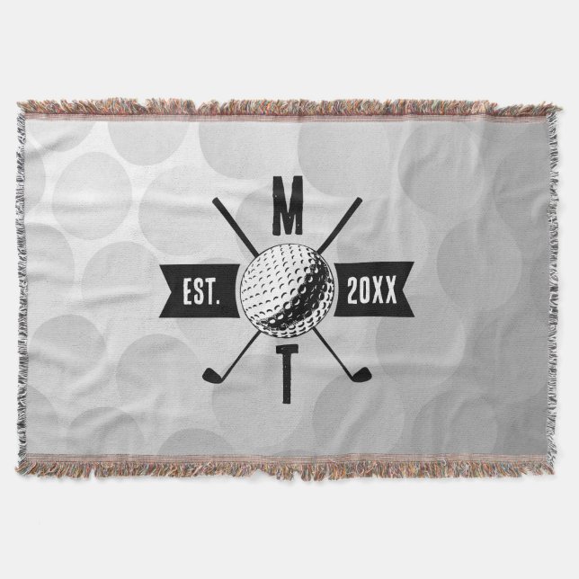 Couverture Golf Ball Texture & Club Premier Monogramme (Devant)