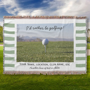 Couverture Golf Personnalisé Golf Photo Green Striped