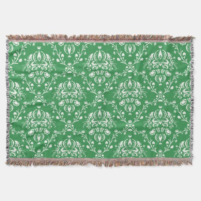 Couverture Grass vert et blanc Damas (Devant)