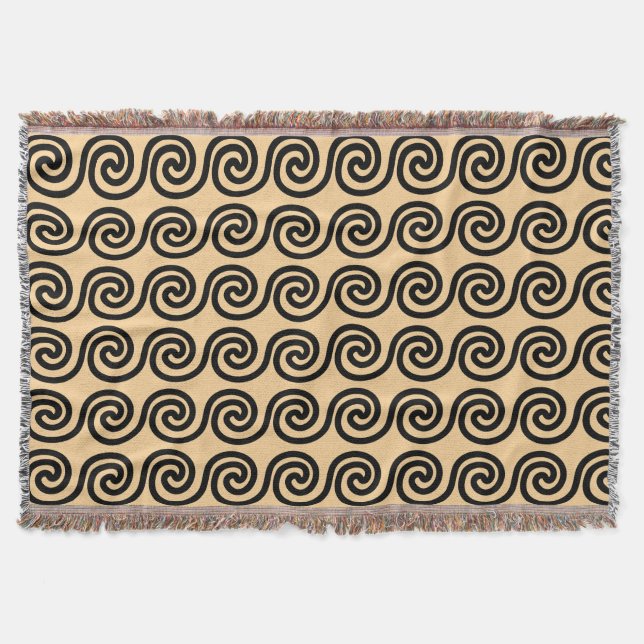 Couverture Grec Meander Key Waves Motif Brown (Devant)