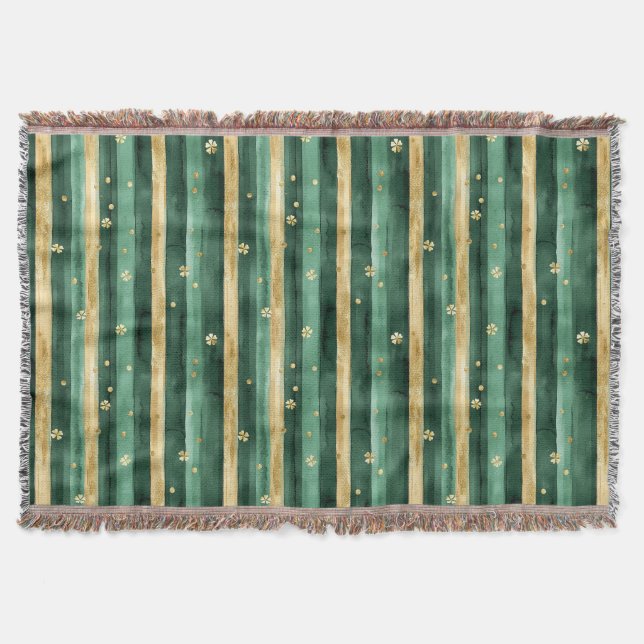 Couverture Green Gold Shamrock St. Patrick's Day Stripes (Devant)
