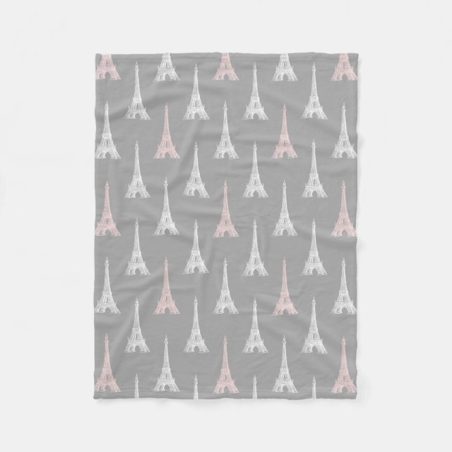 Couverture grise d'ouatine de rose de Tour Eiffel (Devant)