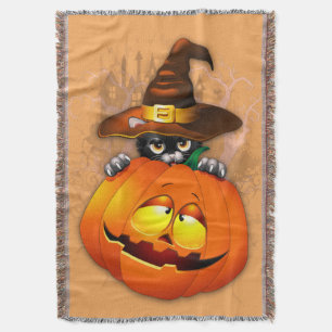 Couverture Halloween Cute Kitty Witch et ami Citrouille