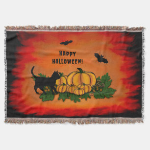 Couverture Halloween heureux, Chat noir, Chat et Citrouille