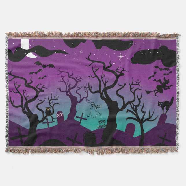 Couverture Halloween noir, violet, turquoise (Devant)