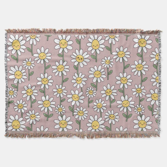 Couverture Happy Daisy Smiles Pink Floral Pattern (Devant)
