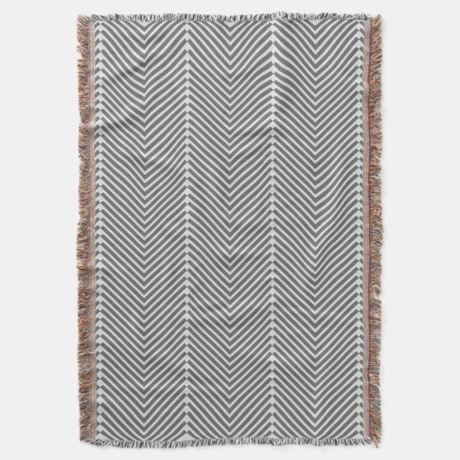 Couverture Herringbone Gris et blanc Motif moderne (devant Vertical)