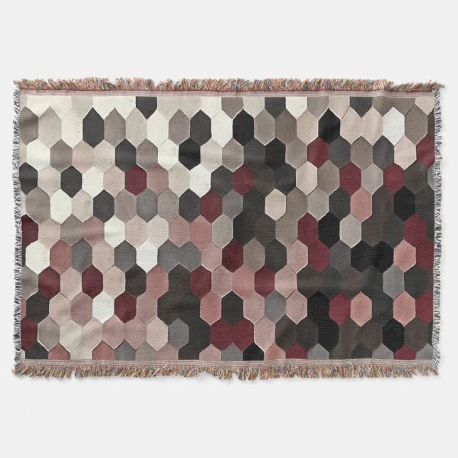 Couverture Hexagon Motif en gris et en Bourgogne couleurs d'a (Devant)